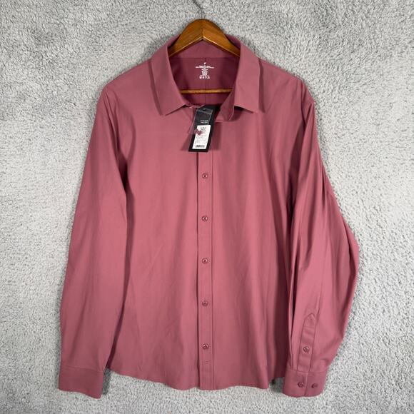 Fabletics Men's The Don Button Down Long Sleeve Shirt Red Size XL - Picture 1 of 7